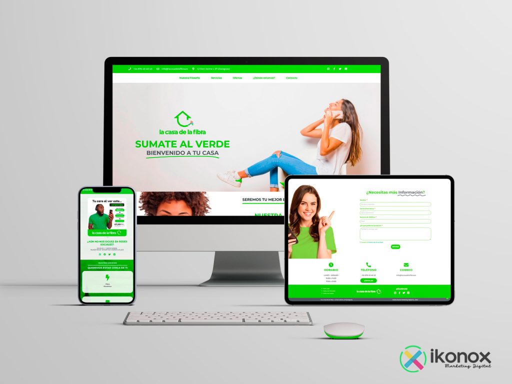Creación de página web realizada por Ikonox Marketing Digital adaptada a distintos dispositivos